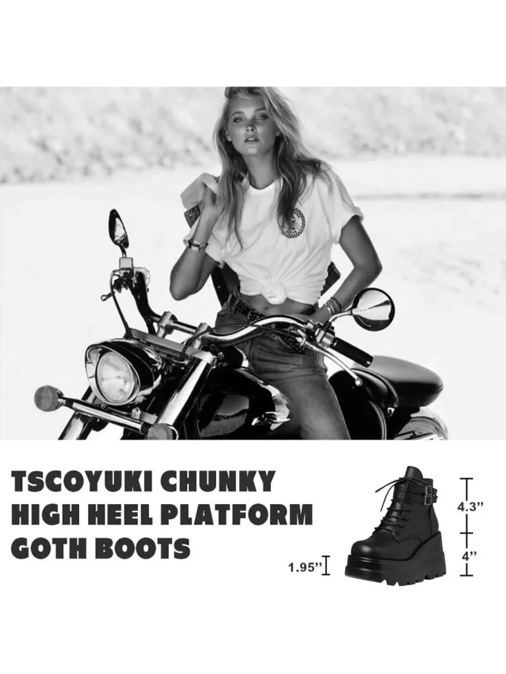 Women's Black Polyurethane Platform Chunky Stylish Lace Up Round Toe Ankle Boots